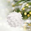 8CM White Foam Christmas Ball Ornament Snowy Holiday Decoration Lightweight Sequin Xmas Tree Hanging Pendant for Home New Year