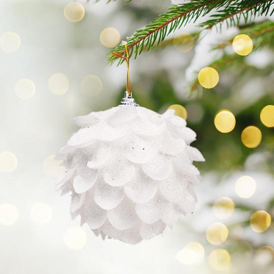8CM Bílá pěnová vánoční koule ozdoba zasněžená sváteční dekorace lehká flitrovaná vánoční stromek závěsná ozdoba pro domov Nový rok