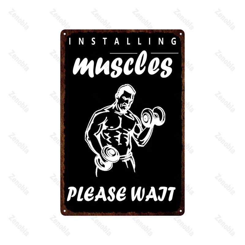 Trening Mięśni Fitness Metalowy Znak Podnoszenie Ciężarów Boks Sport Metalowa Tablica Tabliczki Sztuka Podnoś Ciężkie Blaszane Plakaty Siłownia Bar Wystrój Domu