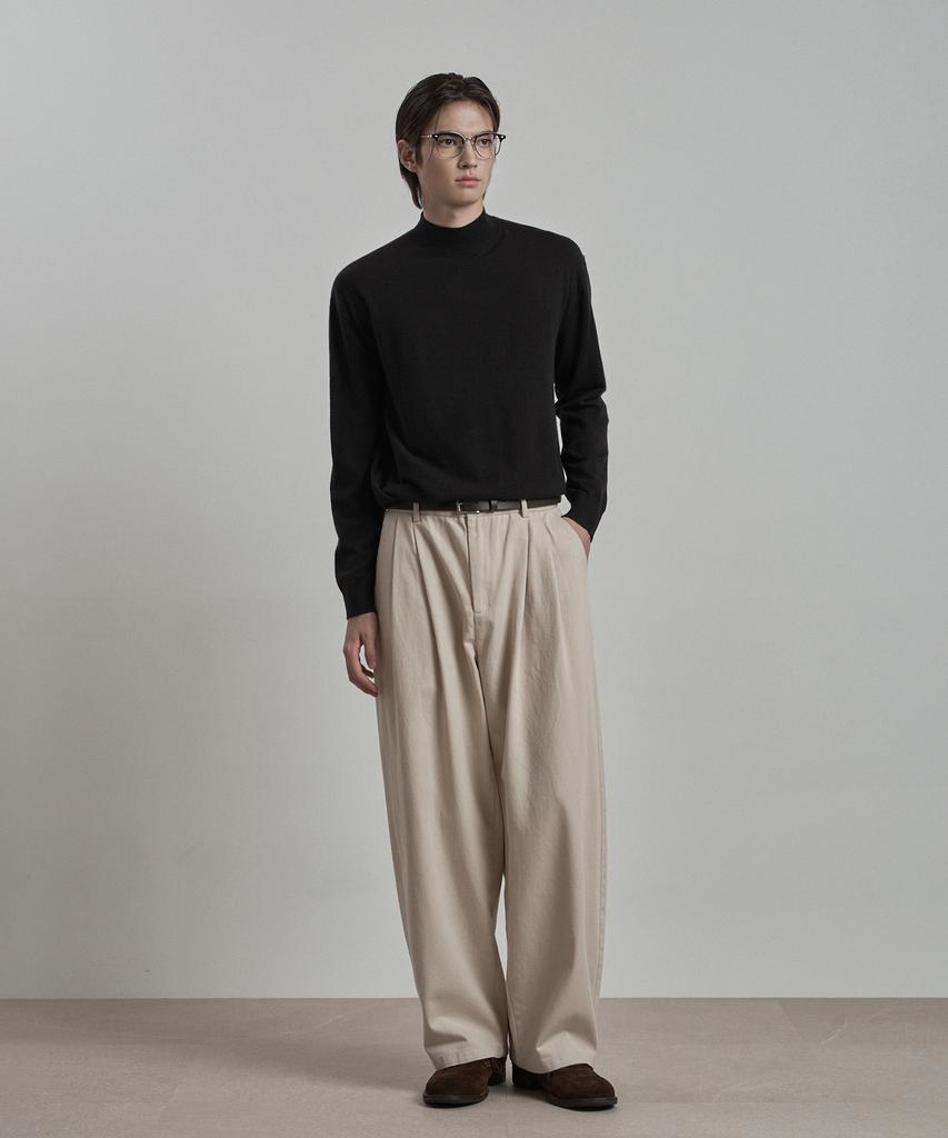 WORK ON BODY OFF Kor Semi-Overfit Mock Neck Knit [Black]