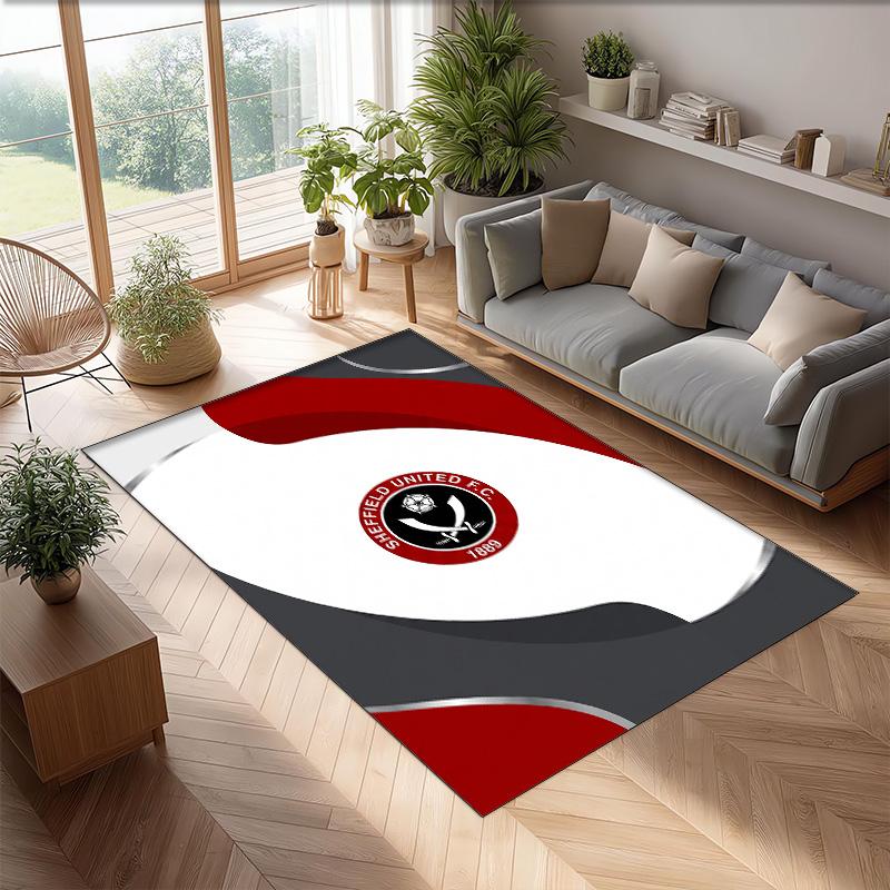 Sheffield United Football Print Crystal Velvet Rug, Comfortable Water Absorbent Non Slip Indoor Floor Carpet