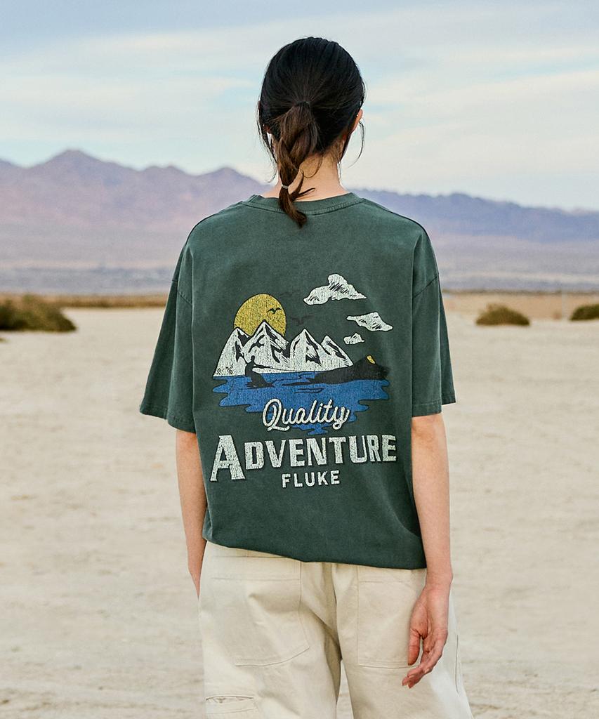 Peullukeu Mountain Adventure Crack Short Sleeve T-Shirt Blue Green Fst736