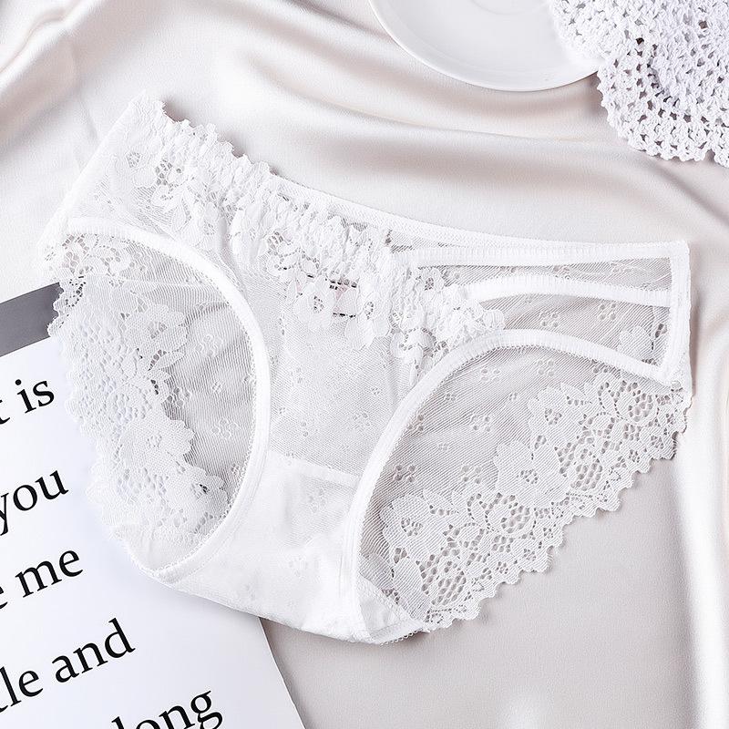 Hollow Out Beautiful Buttocks Sexy Lace Underwear Women Perspective Multi Strap Ice Silk Seamless Antibacterial Breathable Women Triangle Pants