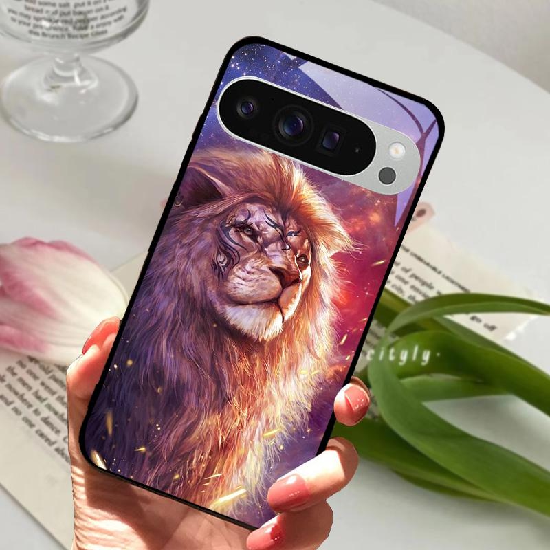 For Google Pixel 9 Pro XL Case Pixel9 Cute Animal Tempered Glass Phone Cover For GOOGLE PIXEL 9A Glass Protective Fundas Cases