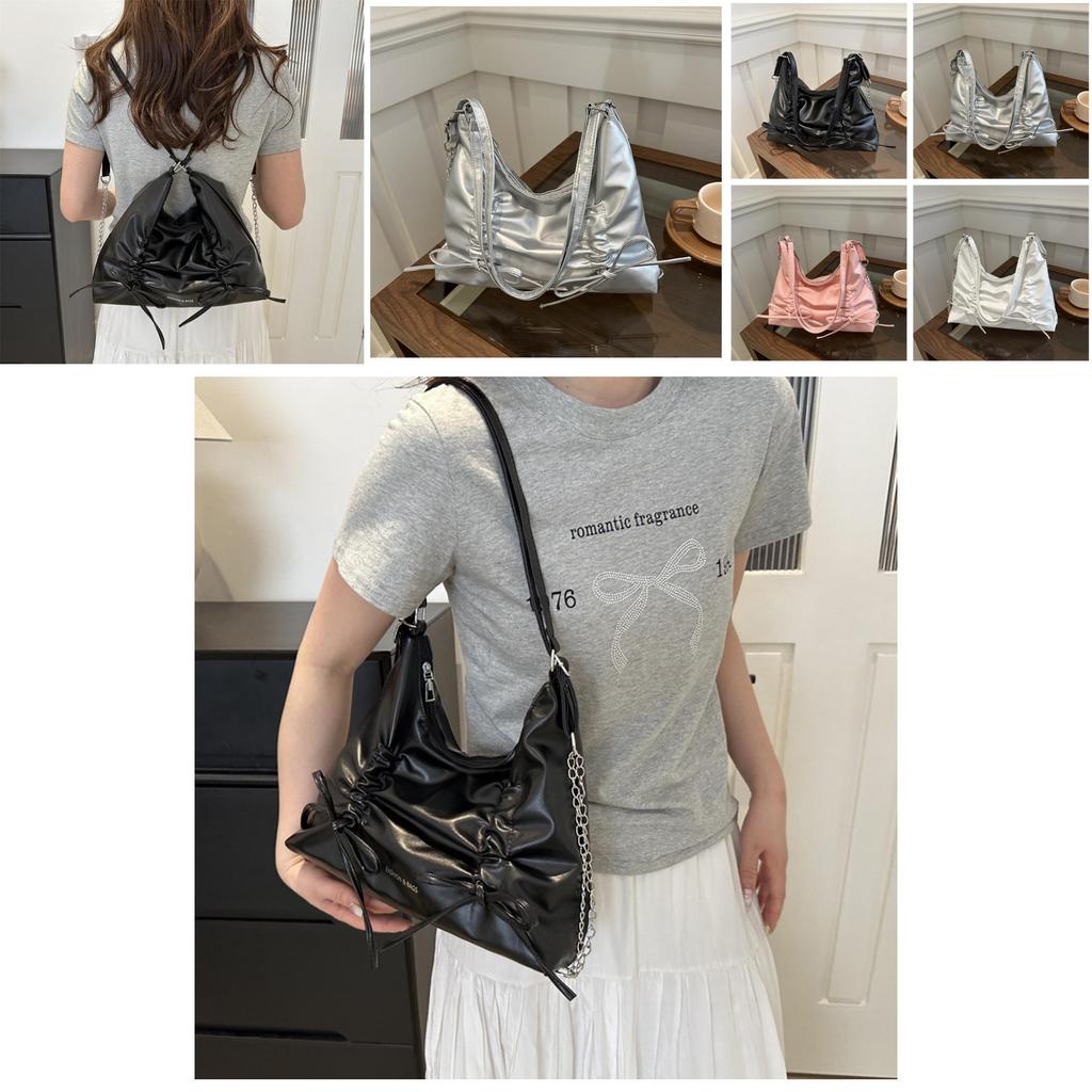 Stylish Folded Bow Large Capacity Backpack For Women In Fashionable Colors For College