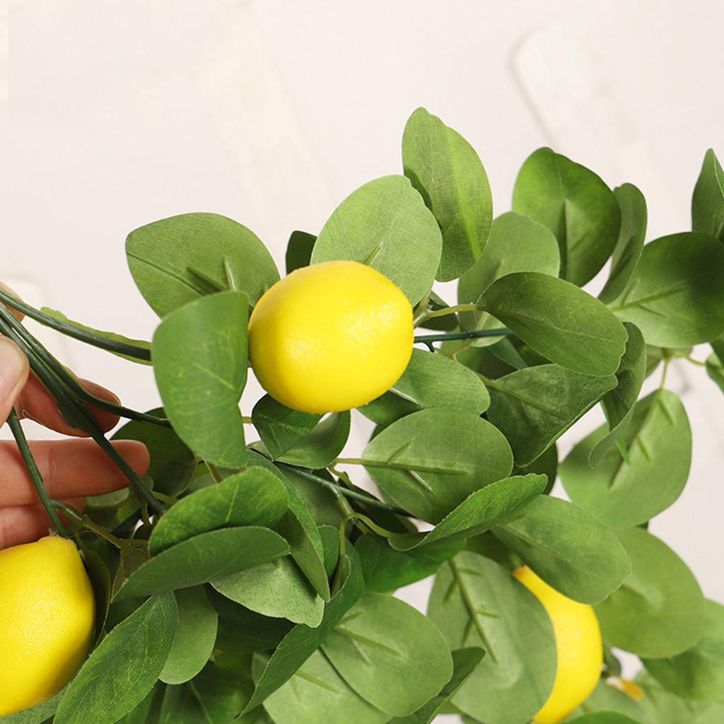 Lemon Teardrop Swag Plastic Hanging Artificial Lemon Wreath Fruit Swag for Front Door Summer Farmhouse Stairway