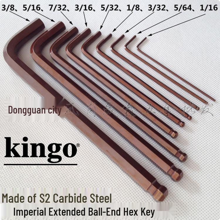 Kingo Hardened S2 Inch Extended Ball End Hex Key 1/2mm Bronze 1/16 mm Hex Key
