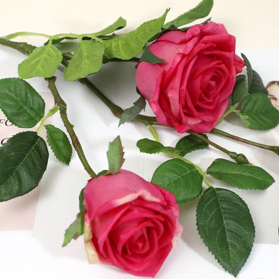 3 Branch Mini Rose Heads Artificial Flower Bouquet Faux Rose Bouquet with Stem for Wedding Party Home Office Floral Arrangement Table Decor