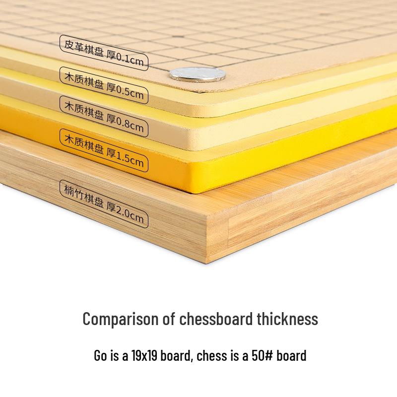 Bamboo Chess and Go Board: Double-Sided, Engraved, Carbonized, 2cm, for Adults and Beginners