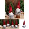 Christmas Gnome Plush Figure With Red Black Checkered Fabric For Holiday Decor