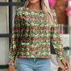 Women's Casual Fashion Long-Sleeve Single-Breasted Christmas Print Jacket