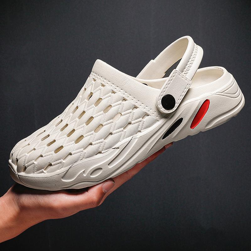 Pantoufles respirantes ajourées pour hommes, chaussures de plage d'été, pantoufles d'extérieur/intérieur, nouvelle mode