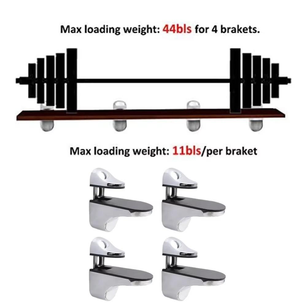 Zinc Alloy Metal Glass Clamps Adjustable Anti-Slip Glass Shelf Brackets 1-22mm Thickness Wall Mount Floating Clip