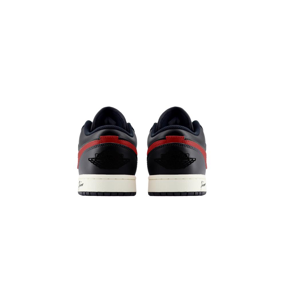 Jordan Air Jordan 1 Cool Black Abrasion Resistant Low top Vintage Basketball Shoes Unisex Black Red 553558-081(Team1253-)