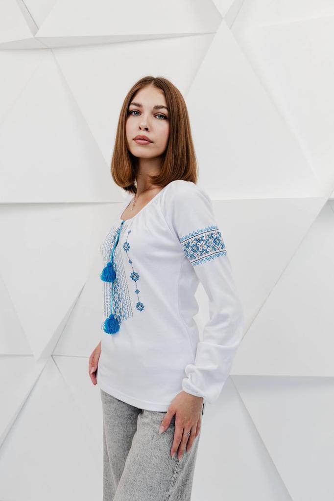 Elegant Ukrainian Vyshyvanka Blouse for Women – Rich Embroidery On Smooth Interlock,  Any Season, 8607-038-22 HC