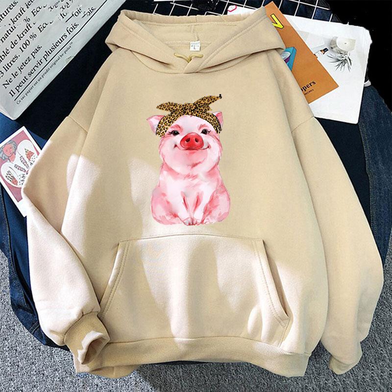 Mode Unisex Hoodies Schwein Gedruckt Kapuze Sitzshirts Streetwear Casual Pullover Tops (Versand in 48 Stunden)