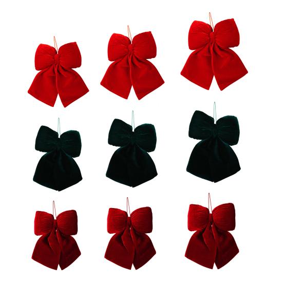 Christmas Ornament Multi-Size Design Velvet Fabric Bow Handmade 3D Shape Christmas Bowknot Decoration