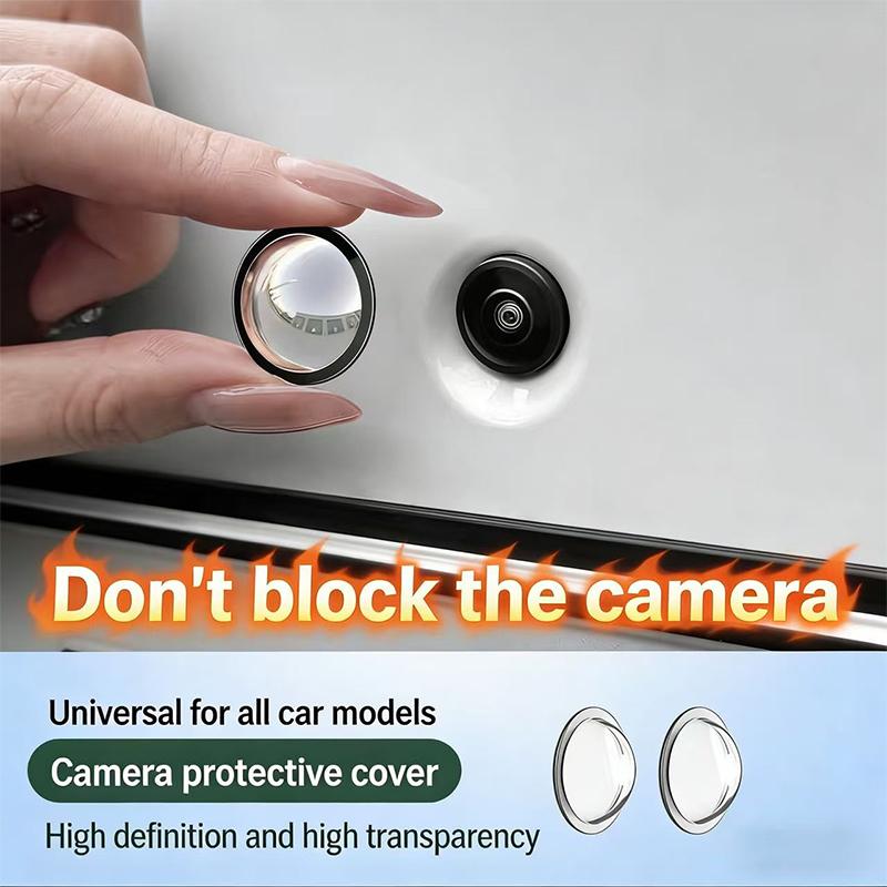 2Pcs For Tesla Car Camera Lens Transparent Protector Cover Universal Front Bumper Camera 360° All-Round Lens Guard