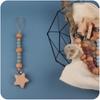 Baby Pacifier Clip Chain Wooden Star Holder Soother Pacifier Clip Leash Strap Nipple Holder For Infant Nursing Nipple Clip Chain