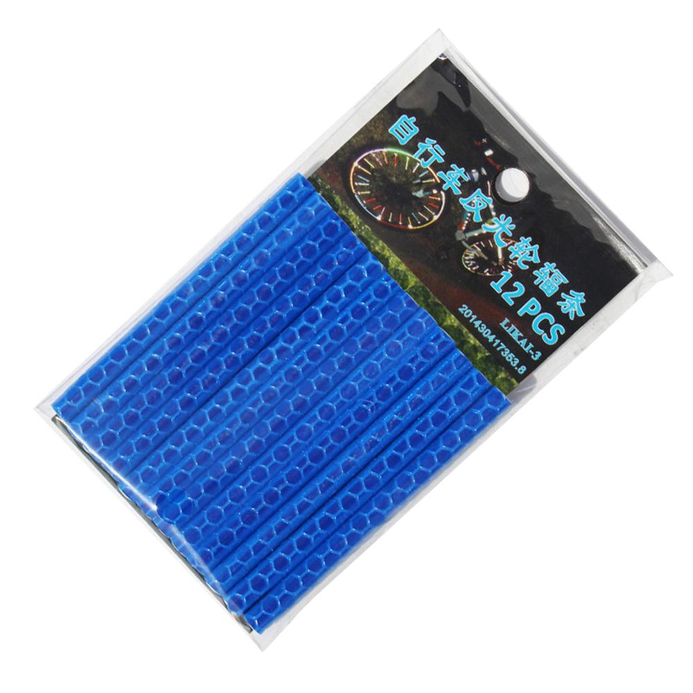 

12 шт. Клипсы для спиц велосипедного обода, Ночной предупреждающий свет безопасности, Велосипедная светоотражающая полоса, Аксессуары для велосипеда MTB синий