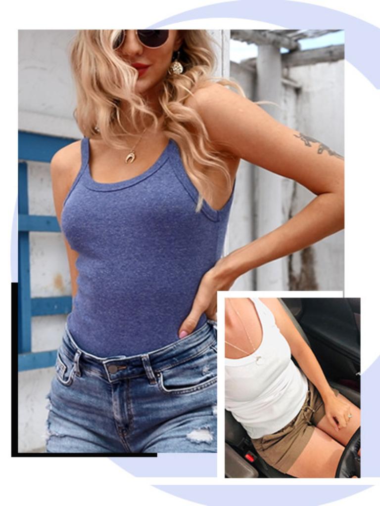 U Neck Tank Top Shoulder Straps Crop Tops Women Summer Camis Solid Color Camisole Fashion Tube Female Sleeveless Cropped Vest Y2K Clothes