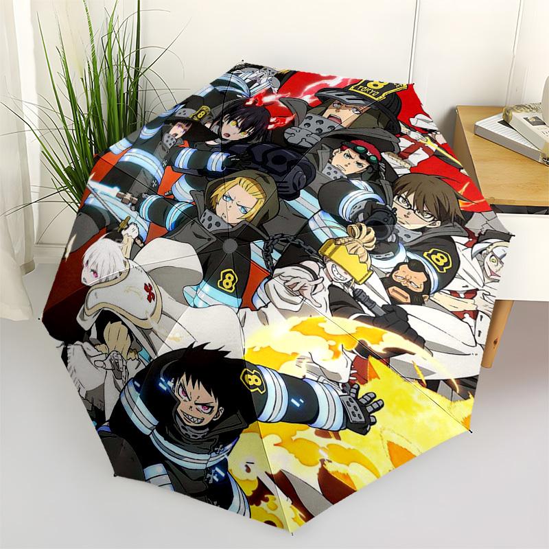 

1pc Fire Force Anime Characters Outdoor Umbrella - Automatic Opening/Closing, 3-Fold Design, 8-Bone Frame, Perfect Gift for Fans, Travelers, Daily Use