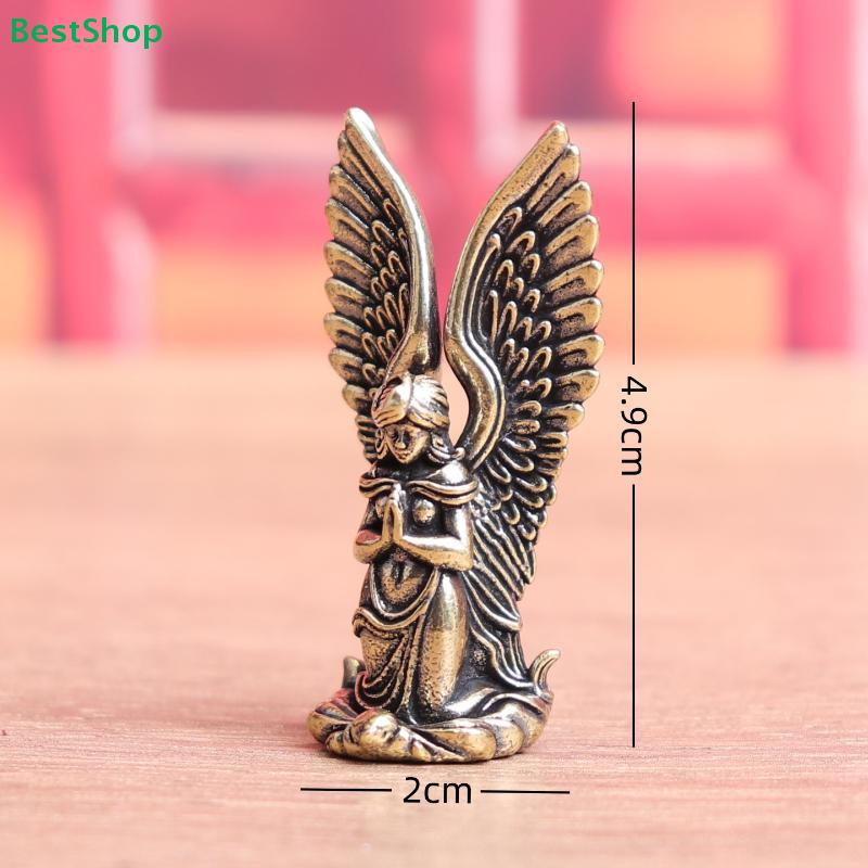Vintage Brass Angel Figurine - Small Praying Angel Statue for Home Decor, Desktop Ornament & Collectible Gift