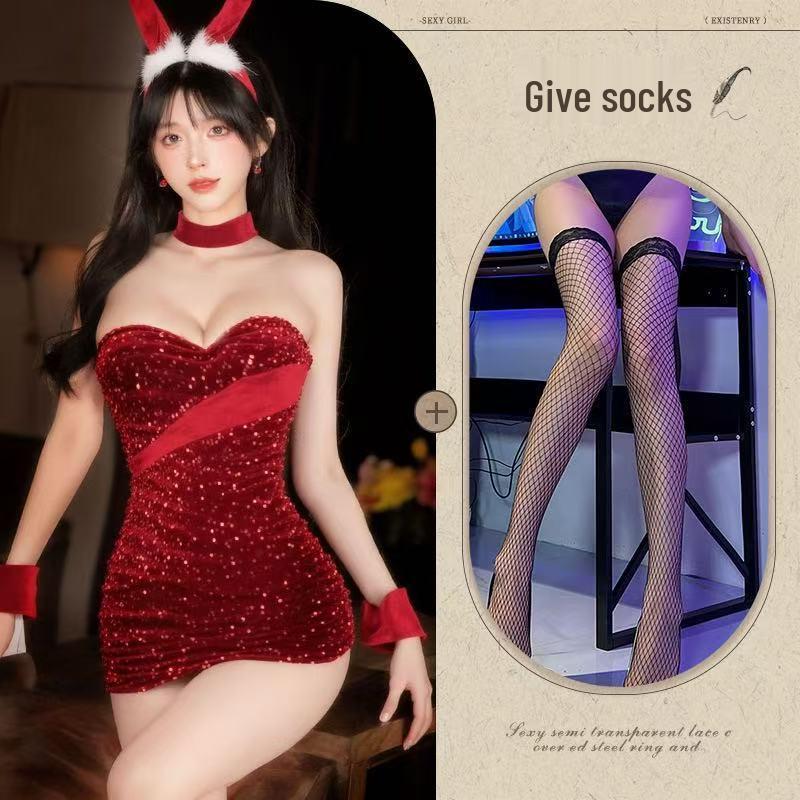Mu Cheng Velvet Bunny Girl Lingerie Set - Quick Release Christmas Costume