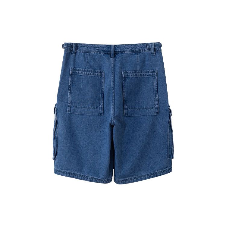 Li Ning Sports Basketball Series Logo Embroidered Loose Casual Sports Denim Shorts Men Shorts Blue AJSR001-1