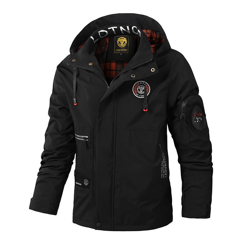 Chaqueta Casual para Hombre Abrigo Parker Otoño e Invierno Chaqueta con Capucha Camisa Chaqueta de Hombre Color Sólido Tendencia de Exterior