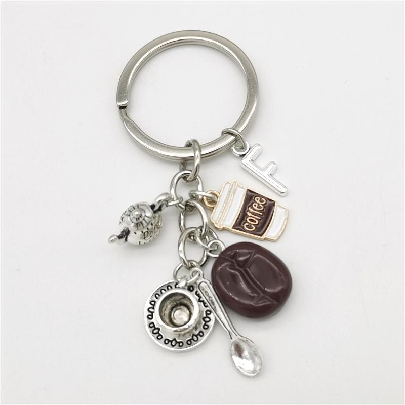 

Брелок с 26 буквами, кулон в виде кофейного зерна, брелок с кофе, повседневный брелок, креативные сувениры, подарки F