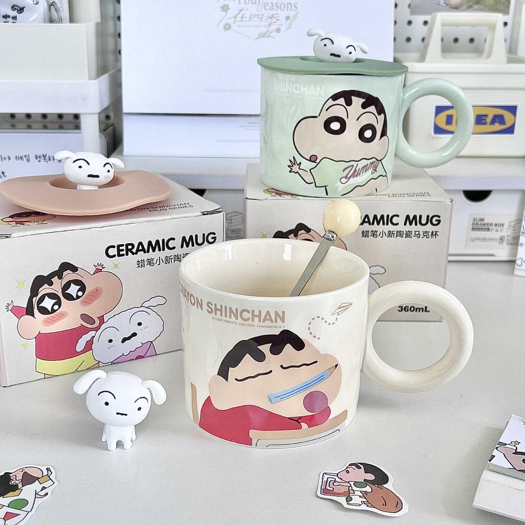 Cute Crayon Small New Cup, Birthday Gift for Boys and Girls, High-value Ceramic Mug with Lid, Couple Coffee Cup