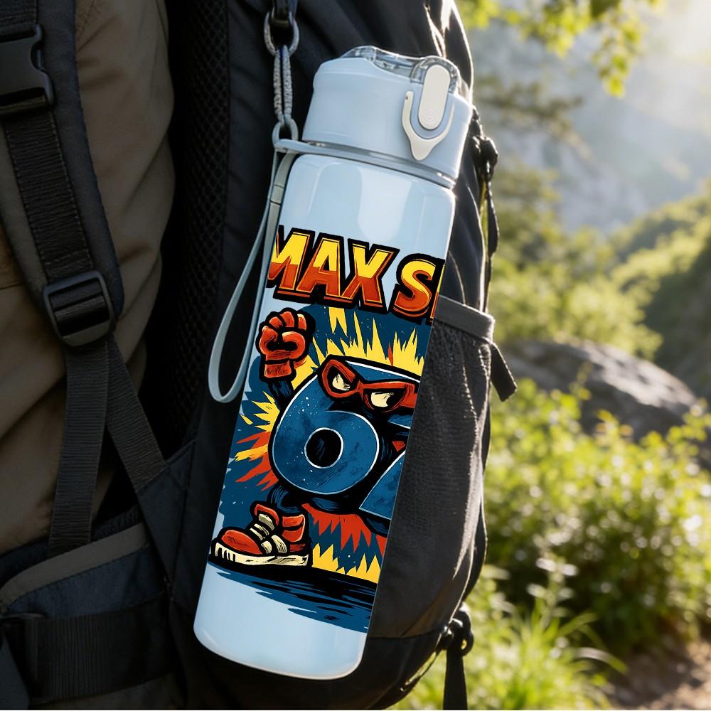 1PC May Seven 67 Graffiti Letter 750ml Color Plastic Sports Water Bottle Leakproof Flip Straw Lid Suitable for Sports Office Home Use