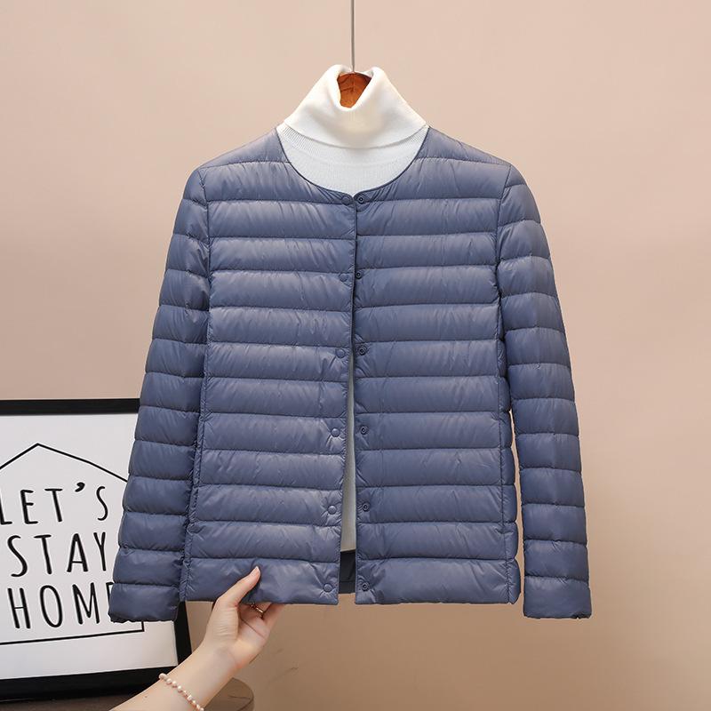 Women's 2025 White Duck Down Lightweight Jacket, Short Style, Convertible Round/V-Neck, Suitable for Autumn and Winter.