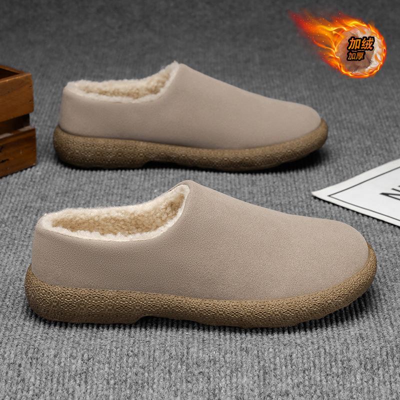 Baotou cotton slippers winter velvet thickened warm cotton shoes waterproof and non-slip bag and slippers