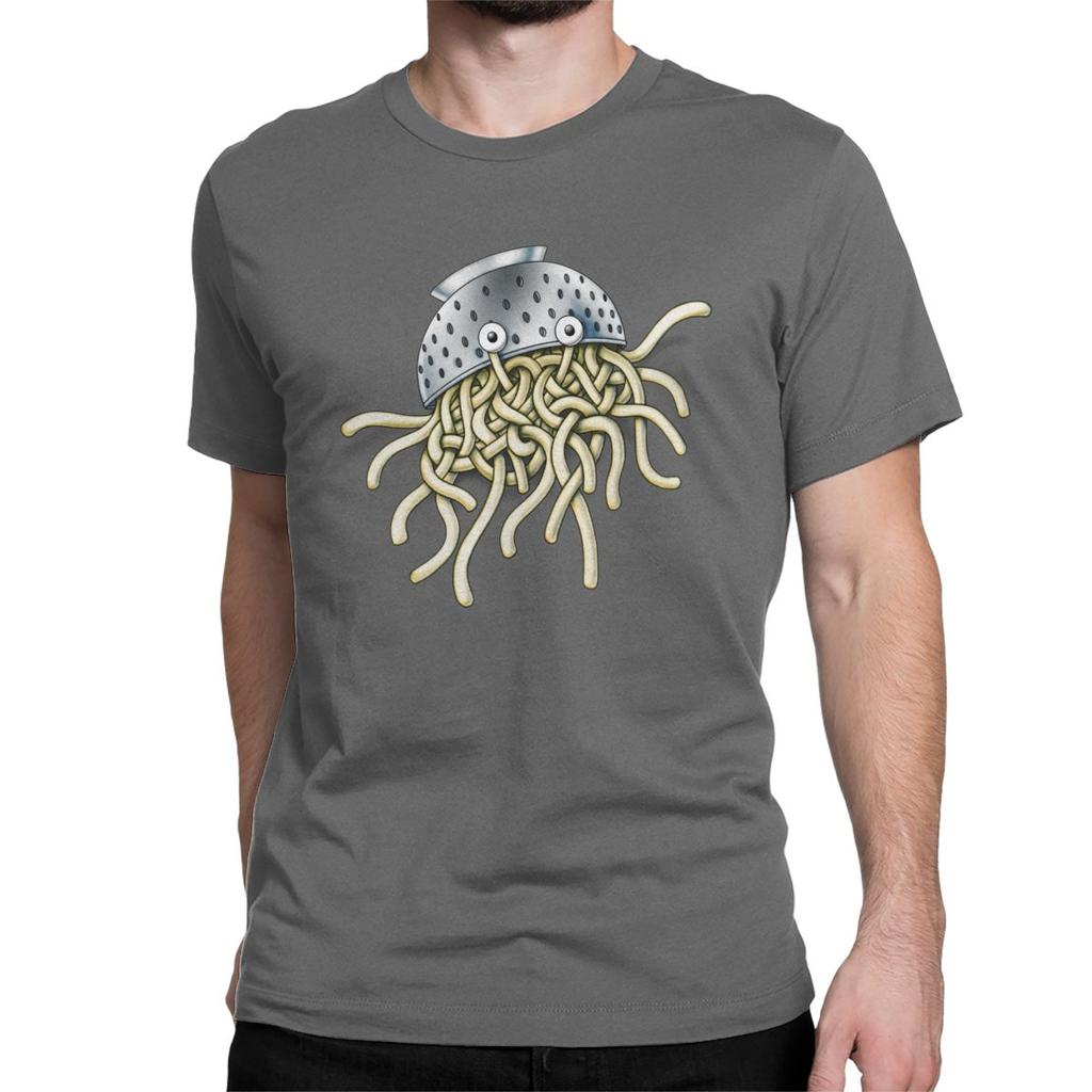 Flying Spaghetti Monsterism Monster With Colander T Shirts Men Funny TShirt Pastafarianism Fsm Religion Church Tees 5XL