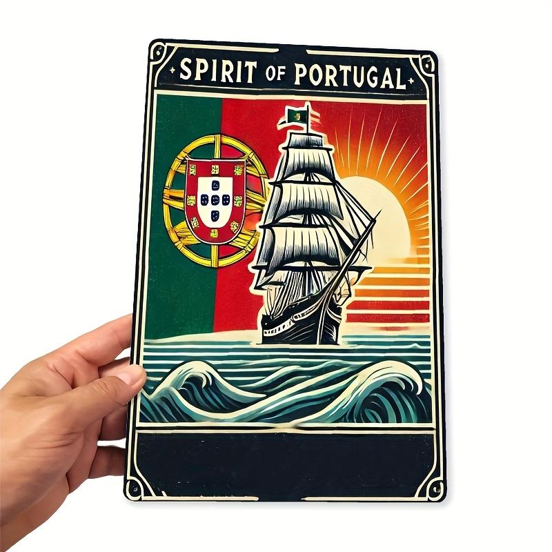 Mfoever Tin Sign HD Tin Sign Spirit of Portugal Vintage Wall Decor  Retro Portuguese Flag Sailing Ship Art Metal Tin Sign for Home Bar Decor