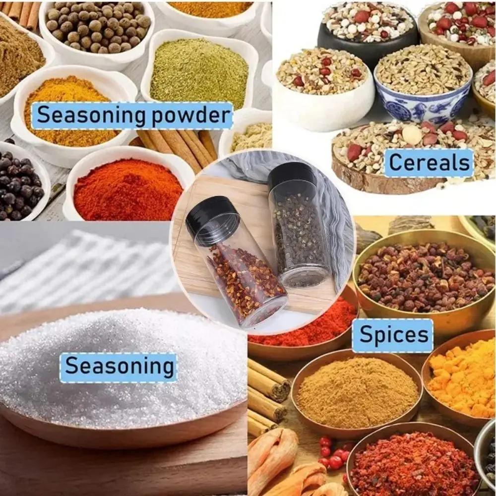 Clear Plastic Spice Jar Adjustable Hole Size Rotateable Lid Salt Pepper Seasoning Bottle Kitchen Storing Spice Powders