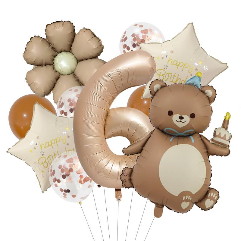 Cake Bear Birthday Hat Aluminum Film Balloon Party Background Props Daisy Birthday Kindergarten Digital Arrangement