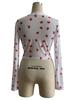Spring Special Mesh Print Heart Round Neck Long Sleeve T Shirt Slim Flattering Women Fashion Daily Basic Casual Slim Fit Ladies Elegant Top