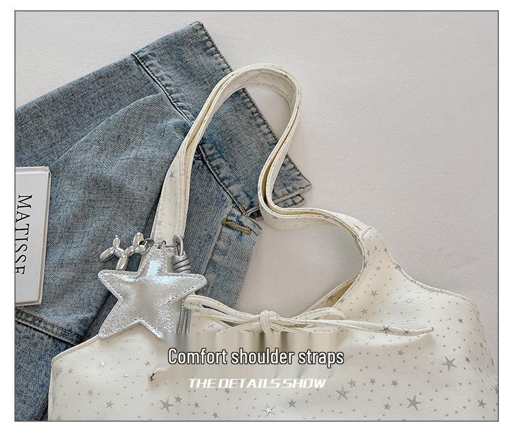 Korean-Style Starry Tote: 2026 Women's Single Shoulder, Large-Capacity Casual Handbag
