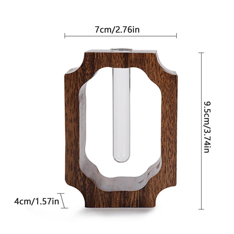 Creative Hydroponic Plants Container With Wood Frame Desktop Ornament Transparent Glass Test Tube Vase Bonsai Home Decoration