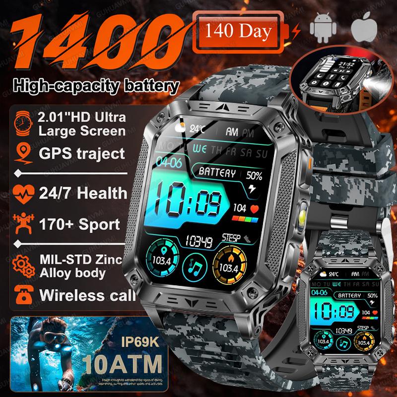 New 1400mAh Battery Smart Watch GPS Path Bluetooth Call 10ATM Waterproof Swim Sport Run Hiking Outdoors Military Smartwatch
