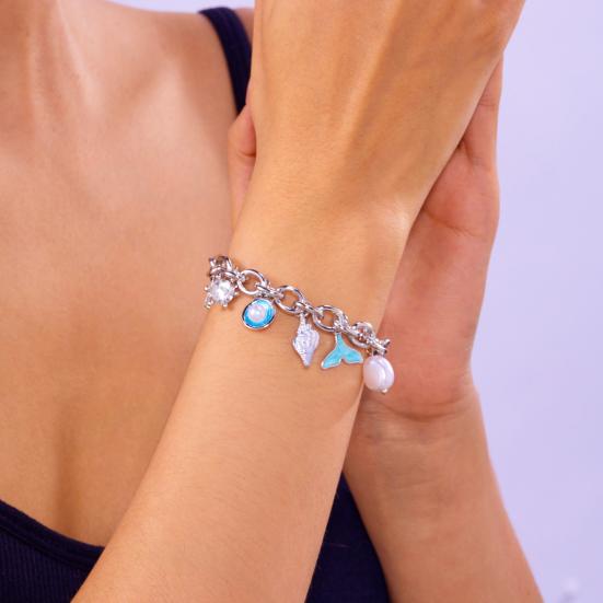 Beach Bracelet Imitation Pearls Shell Starfish Pendant Coastal Style Bracelet Lightweight Vacation Bracelet Jewelry Gift
