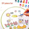 DIY Blank Round Fan Materials: Children's Hand-Painted White Palace Fan Kit