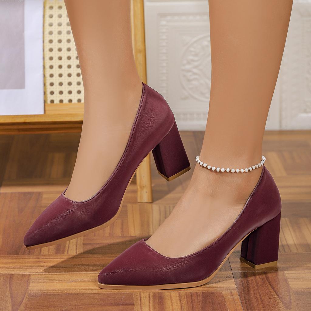 Large Size High Heels Spring 22 New Temperament Commuting Interview Pointed Thick Heels