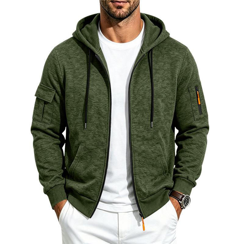 Casual Mens Fleece Hoodie With Zipper Pockets For Winter Outdoor Wear