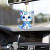Blue Cat Charming Acrylic Car Ornament Playful Cartoon Design For Trendy Car Decoration