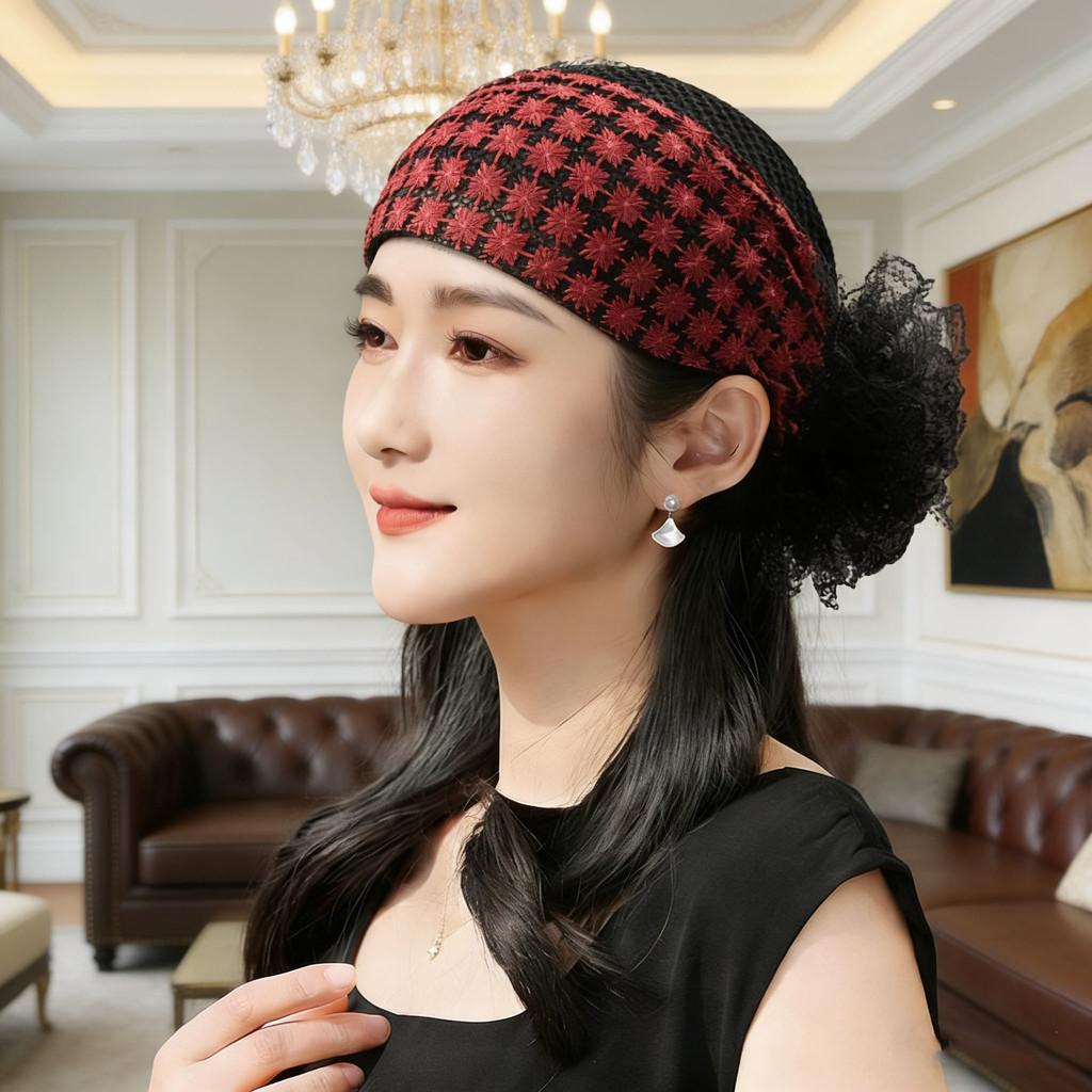 Ethnic Style Collapsible Ladies Head Wrap With Breathable Lace For Summer And Winter Fashion