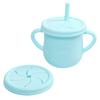 Silicone Baby Straw Cup - Cute Training Sippy Cup with Handles, Straws, Lids - Reusable Snack Cups Feeding Supplies for Toddlers